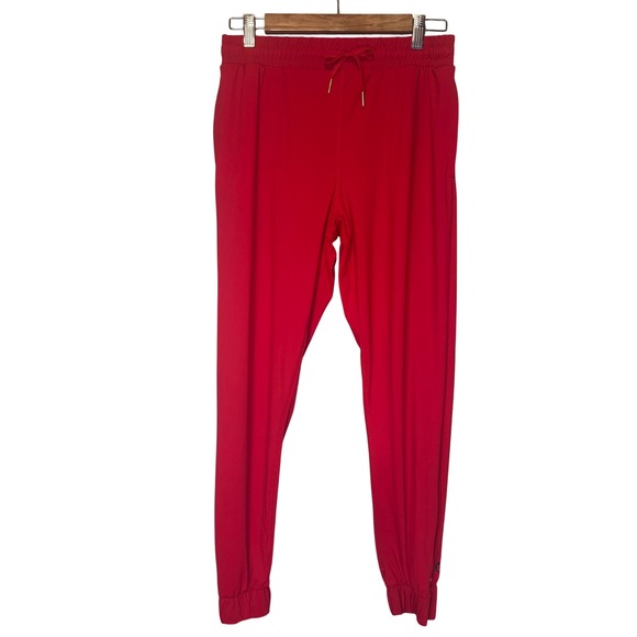 Zyia Active Pants - Zyia Active Red Unwind Joggers Size S Gold Ankle Zip Stretch Pants Zipper